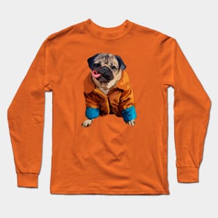 Pug in an autumn coat Long Sleeve T-Shirt